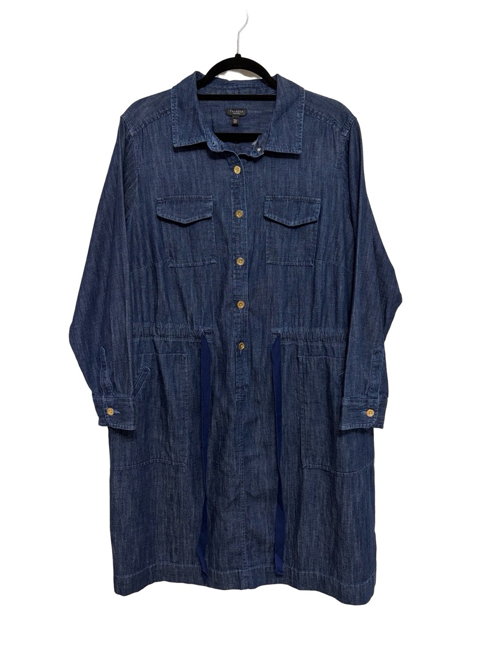 NEW Talbots Plus Petite 100% Cotton Denim Shirt Dress - Size 18W Petite